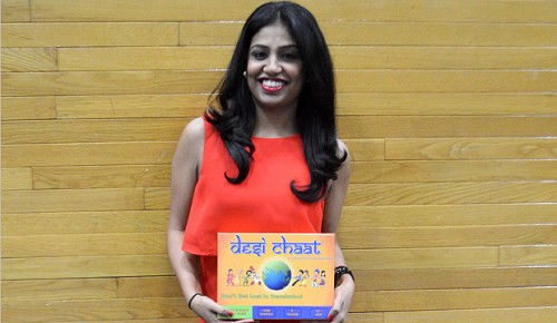 Priya Shah holds a copy of Desi Chaat, a board game based on Taboo. Shah, a Rutgers alumna, created the game to teach and incorporate South Asian culture into a different format. (Photo Illustration by Yesha Chokshi. Photo Source: http://ow.ly/uyLlb) 