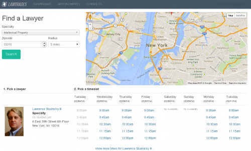 A snapshot of LawTrades.com. (Provide by Raad Ahmed). 