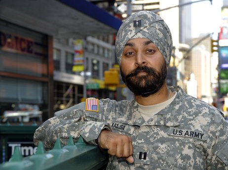 Dr. Kamal Kalsi applied for permission from the Department of Defense to be able to keep his beard and turban while serving in the Armed Forces. Source: Timothy A. Clary/AFP/Getty Images