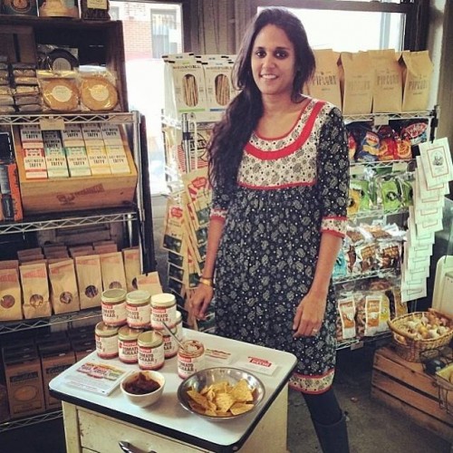 Chitra Agrawal selling her homemade line of achaar, Brookyln Delhi.