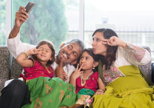 asian family taking a selfie