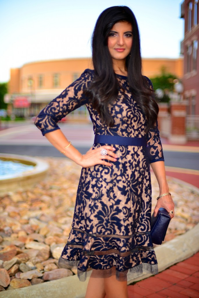 Romantic Evening Affair with Sheer Lace Dress -002