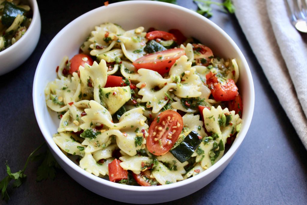 Grilled Vegetable Chimichurri Pasta Salad