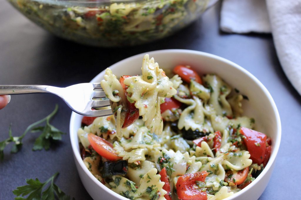 Grilled Vegetable Chimichurri Pasta Salad