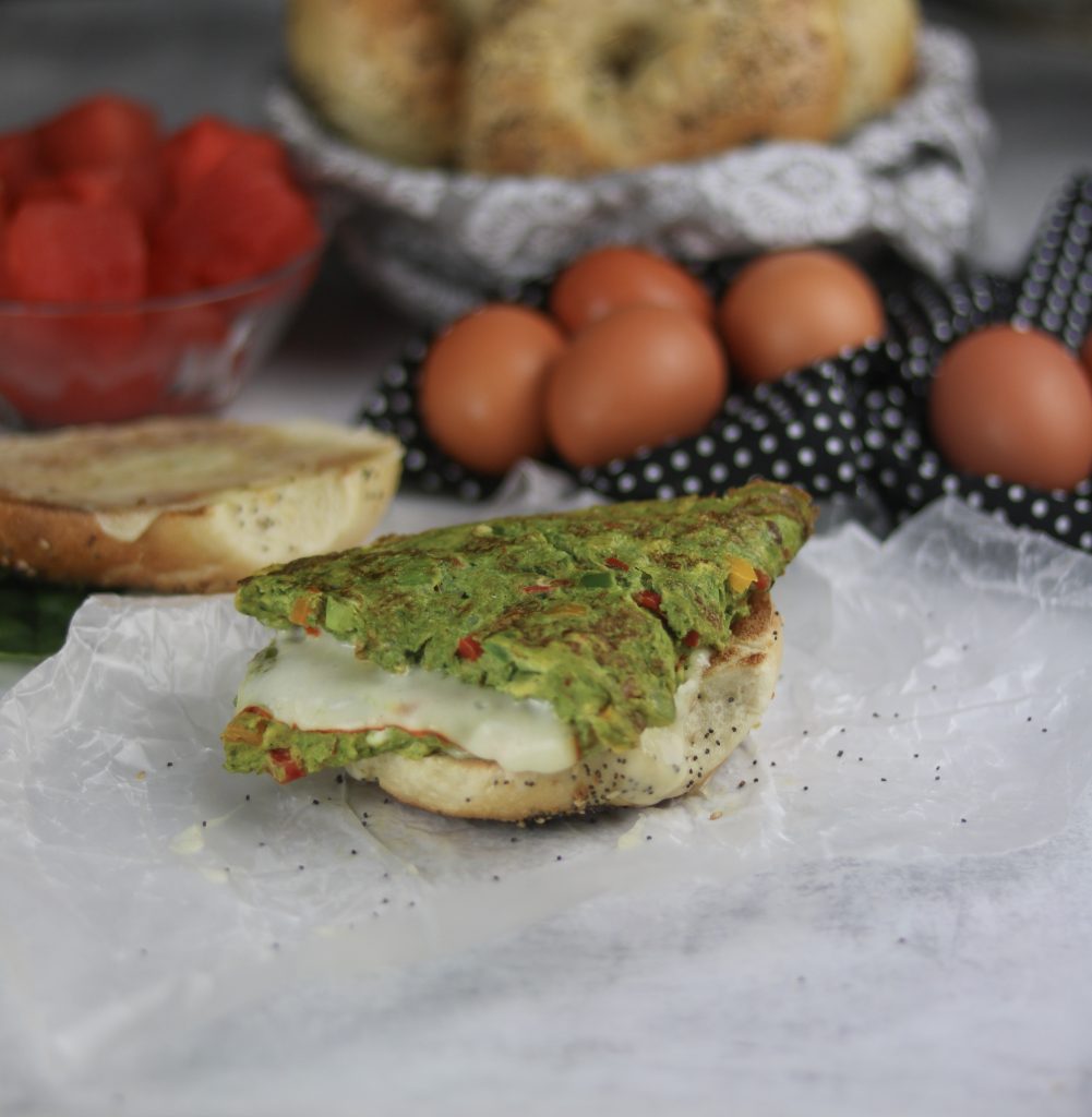 Breakfast is Served: Green Eggs & Cheese Breakfast Bagel