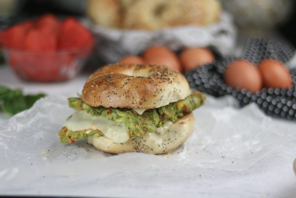 Breakfast is Served: Green Eggs & Cheese Breakfast Bagel