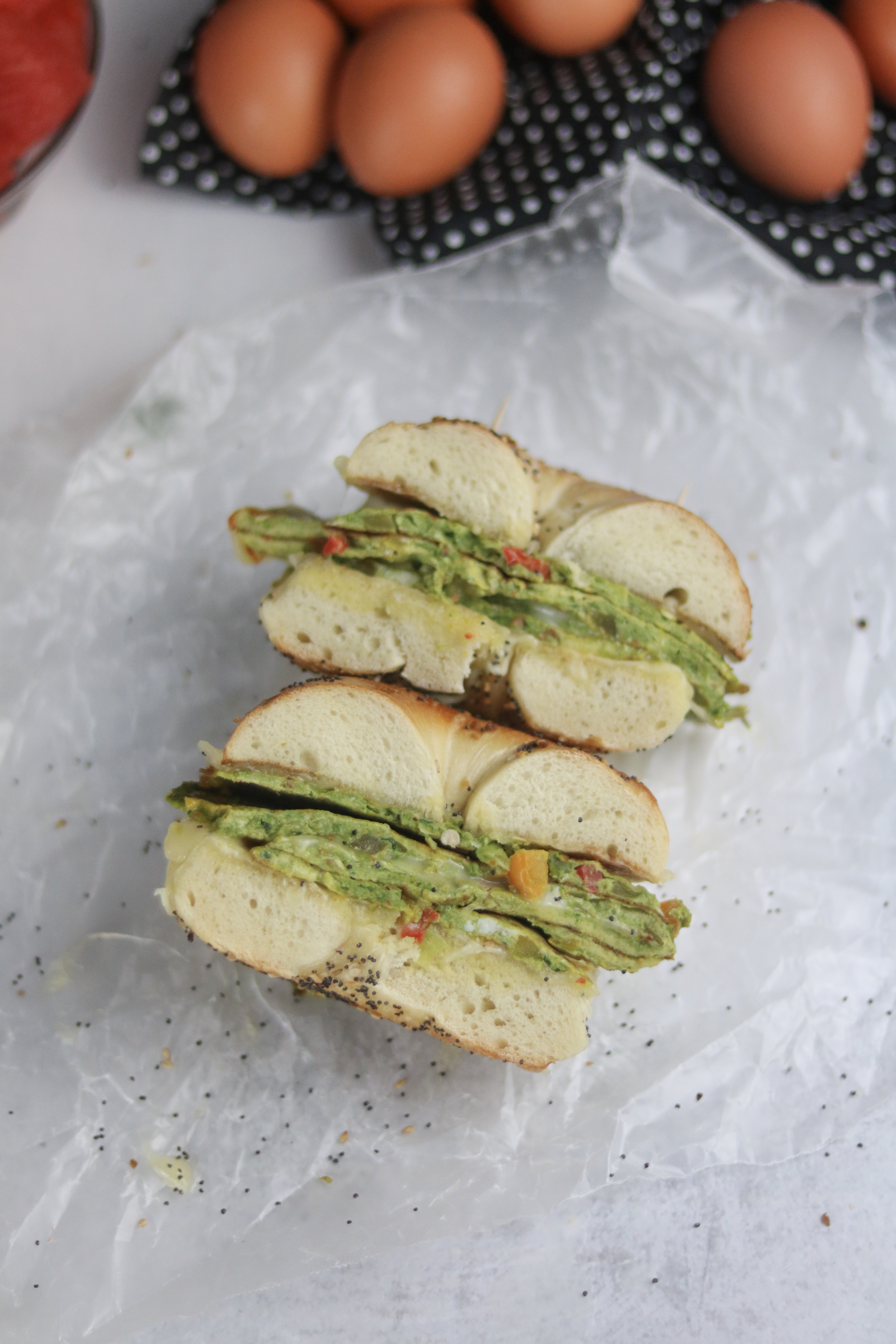 Breakfast is Served: Green Eggs & Cheese Breakfast Bagel